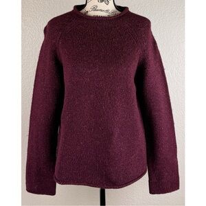 IrelandsEye Knitwear Maroon Wool/Silk Blend Mockneck Pullover Sweater Large